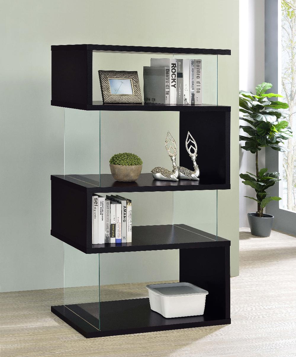 Coaster Emelle 63-inch 4-shelf Glass Panel Bookshelf Black