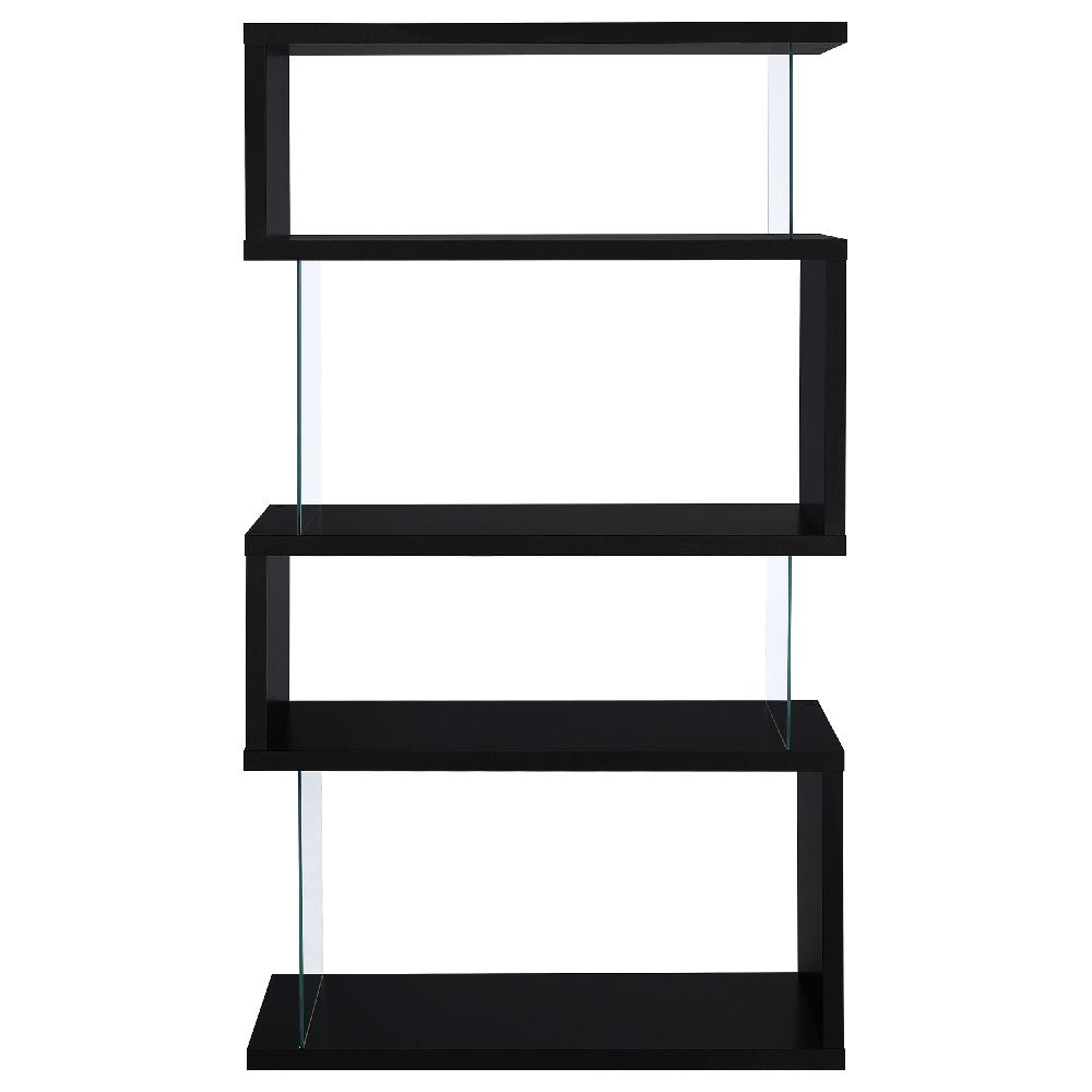 Coaster Emelle 63-inch 4-shelf Glass Panel Bookshelf Black