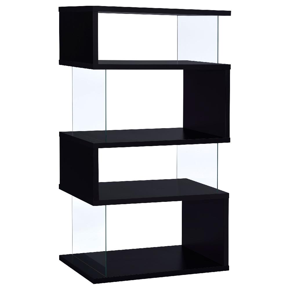 coaster Emelle 63-inch 4-shelf Glass Panel Bookshelf Black