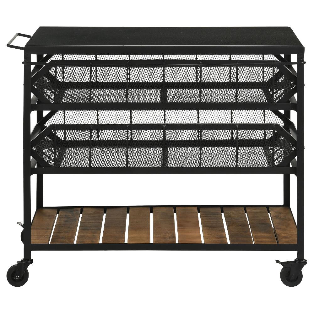 Coaster Evander Marble Top Kitchen Cart With Removable Shelves Black