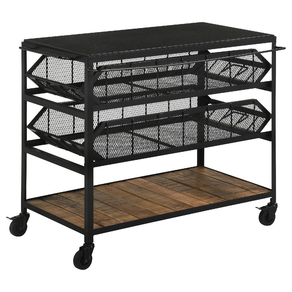 coaster Evander Marble Top Kitchen Cart with Removable Shelves Black