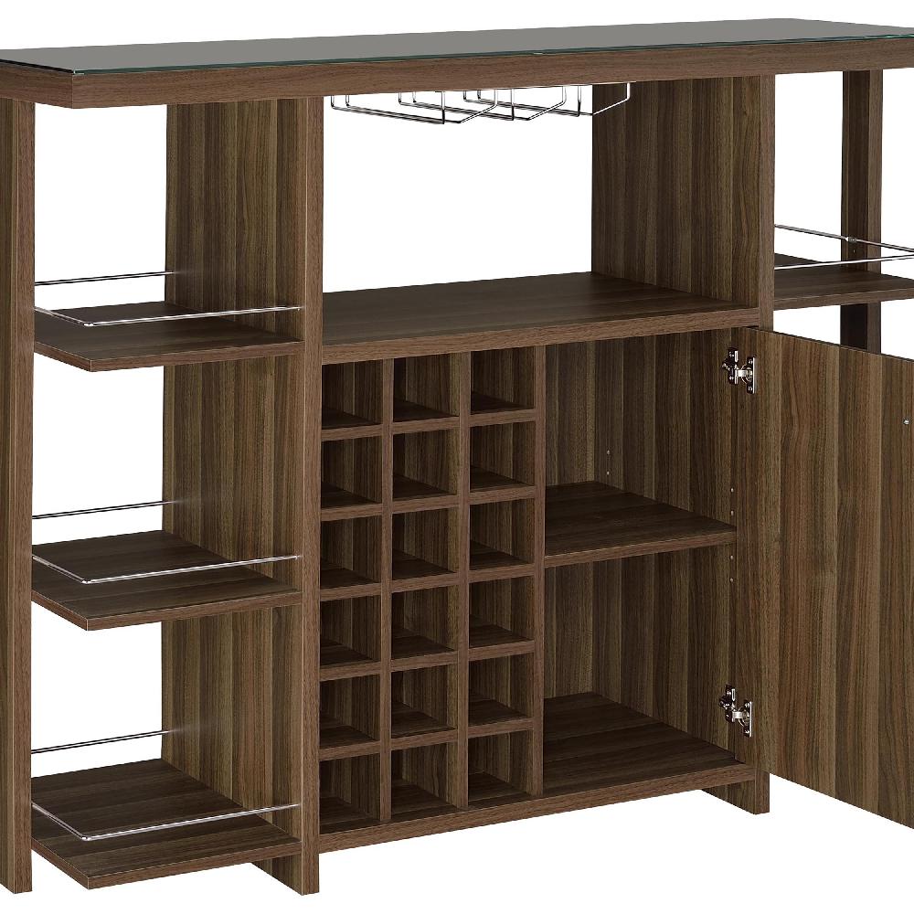 Coaster Evelio 6-shelf Glass Top Home Bar Wine Cabinet Walnut
