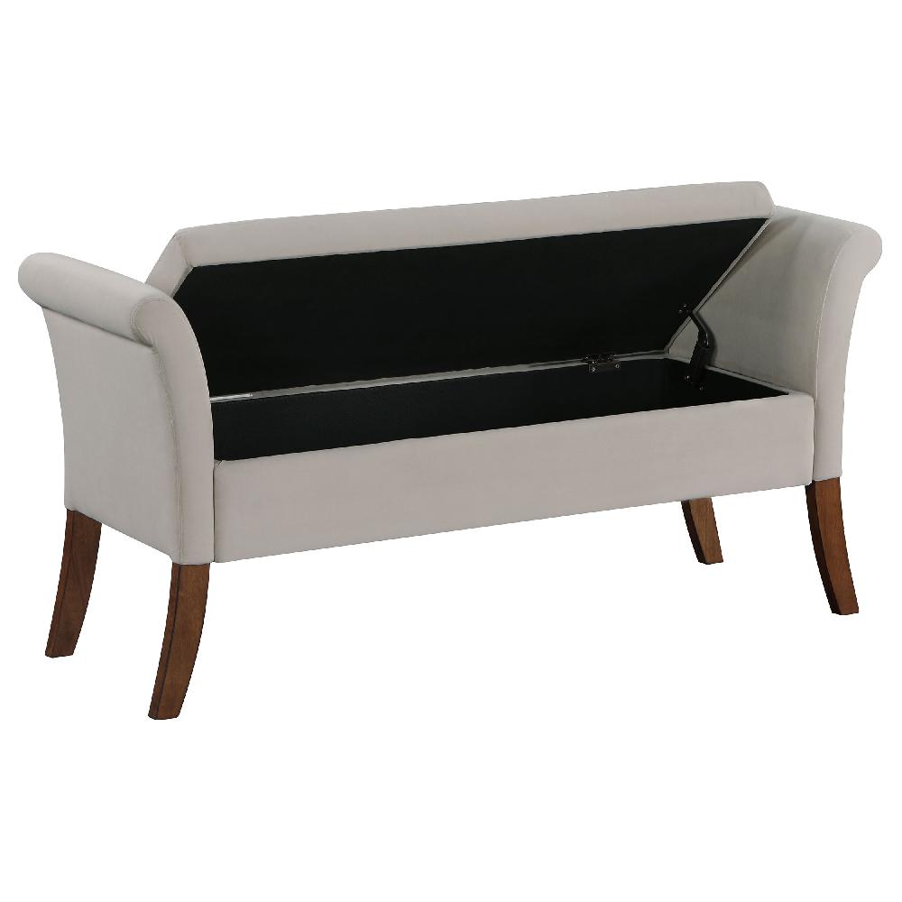 Coaster Farrah Velvet Upholstered Rolled Arm Storage Bench Beige