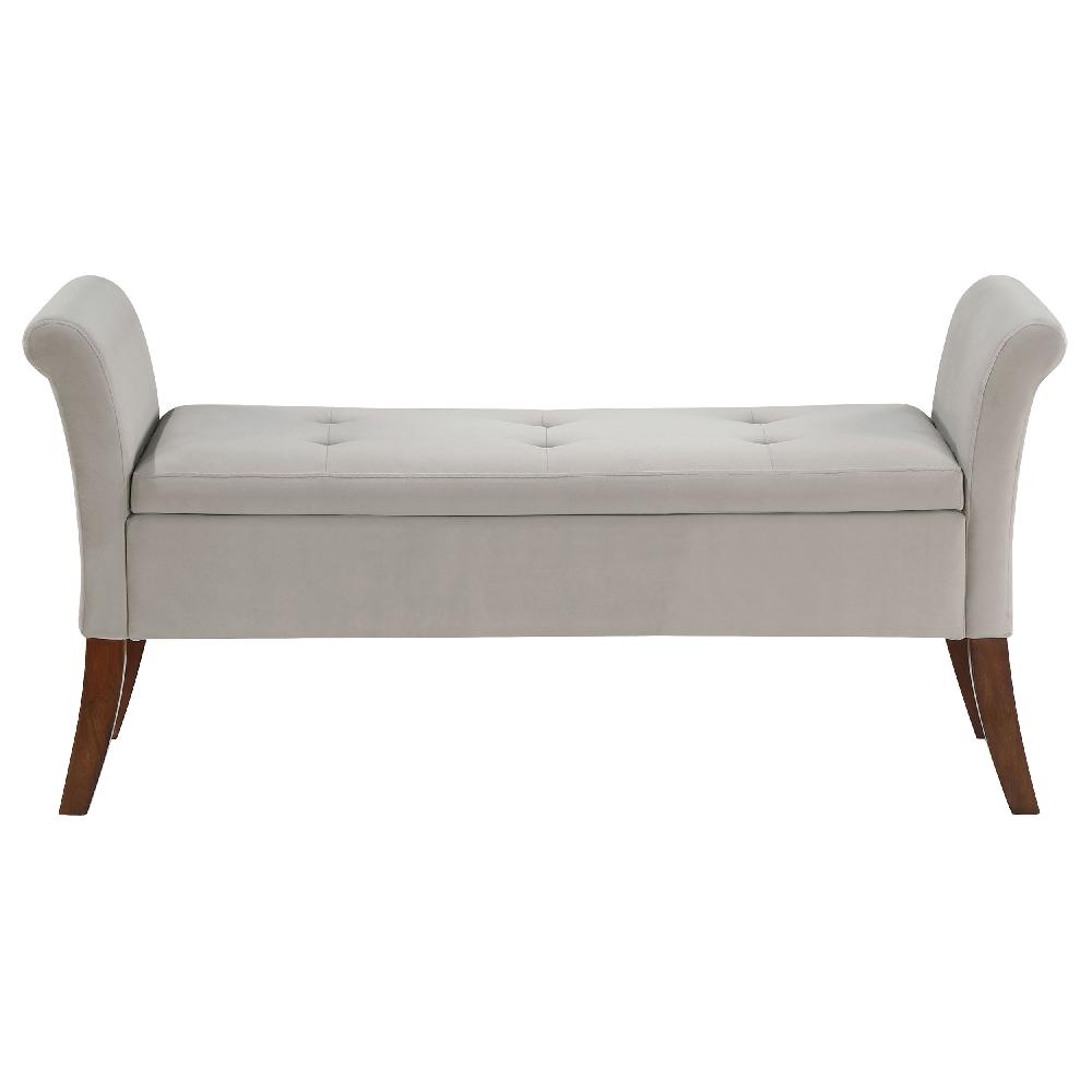 Coaster Farrah Velvet Upholstered Rolled Arm Storage Bench Beige