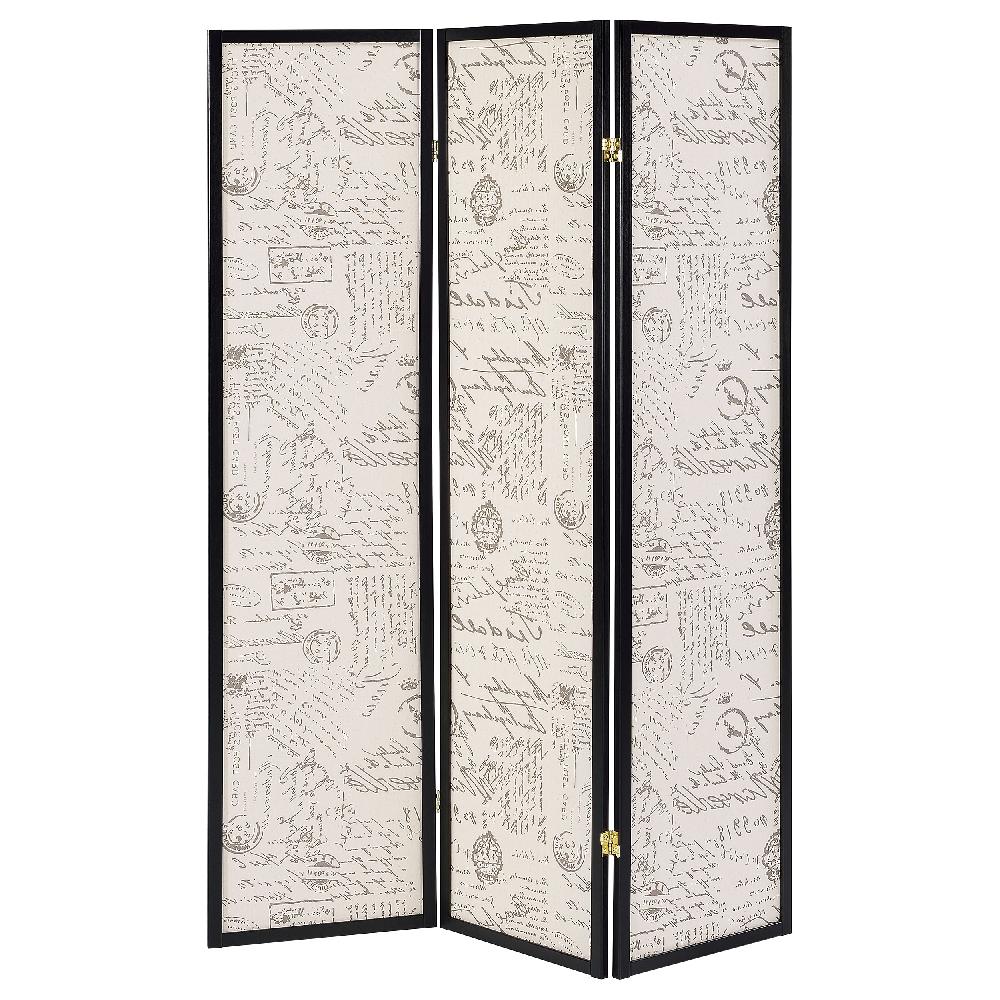 Coaster Felice 3-Panel Room Divider Folding Screen French Script