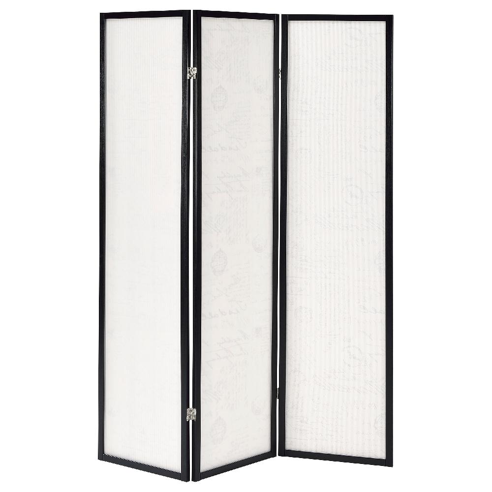 Coaster Felice 3-Panel Room Divider Folding Screen French Script