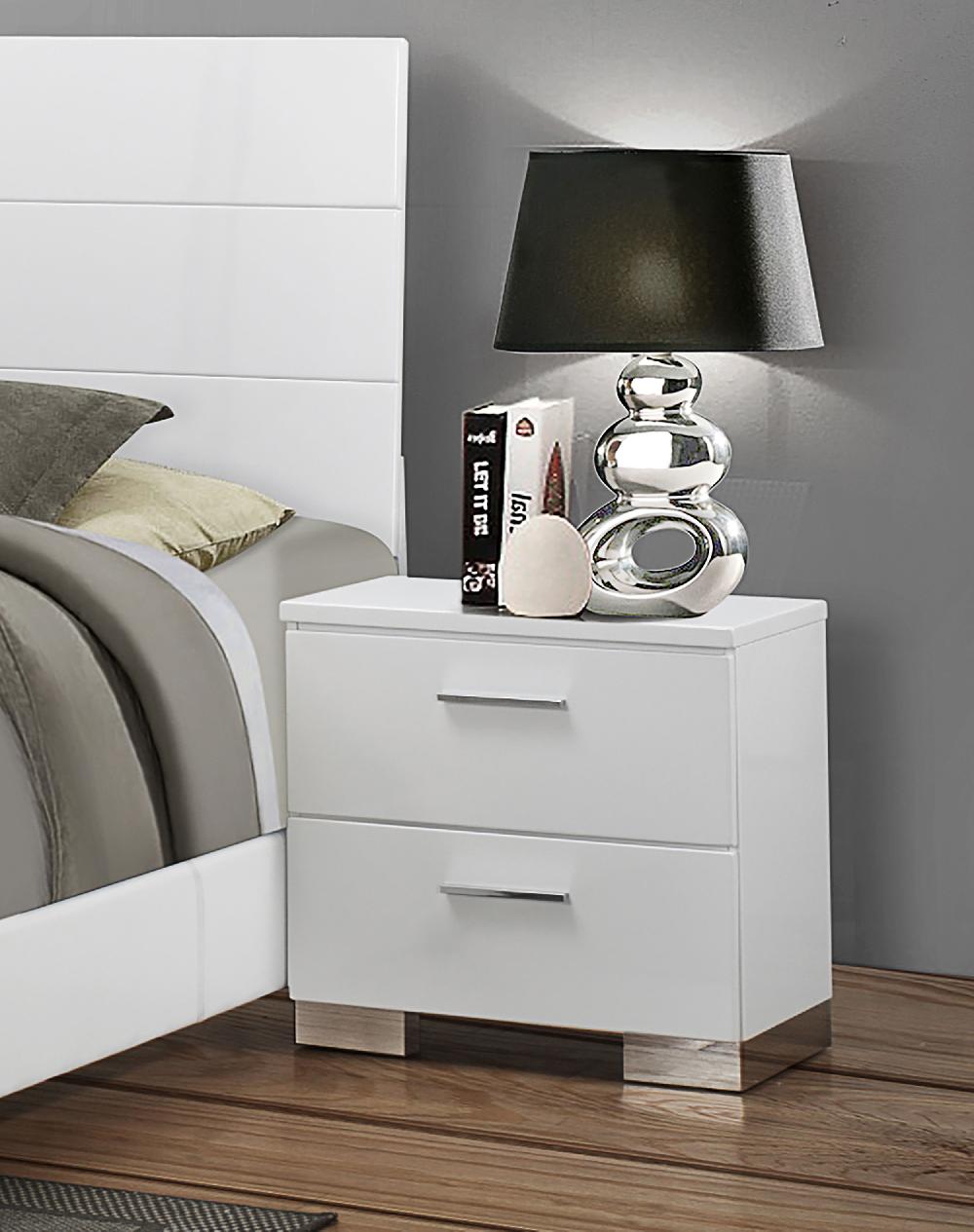 Coaster Felicity 2-drawer Nightstand White High Gloss