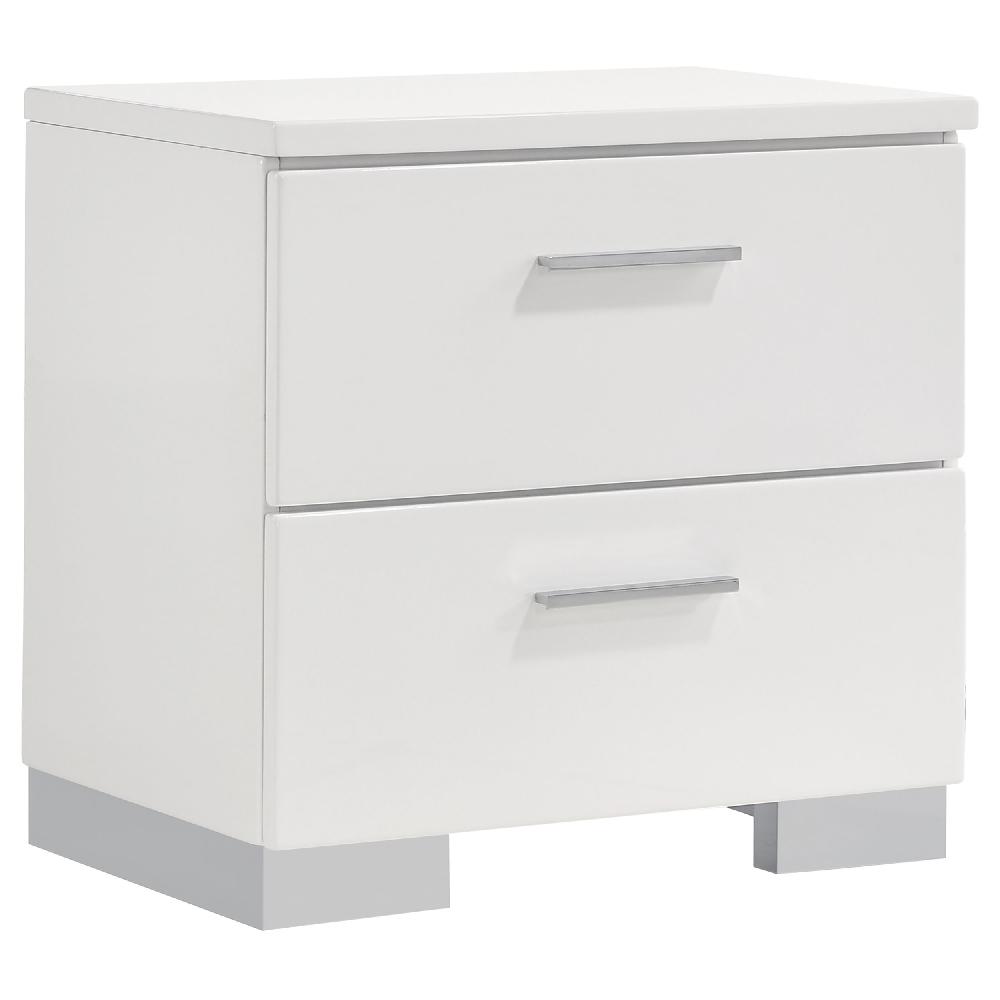 coaster Felicity 2-drawer Nightstand White High Gloss