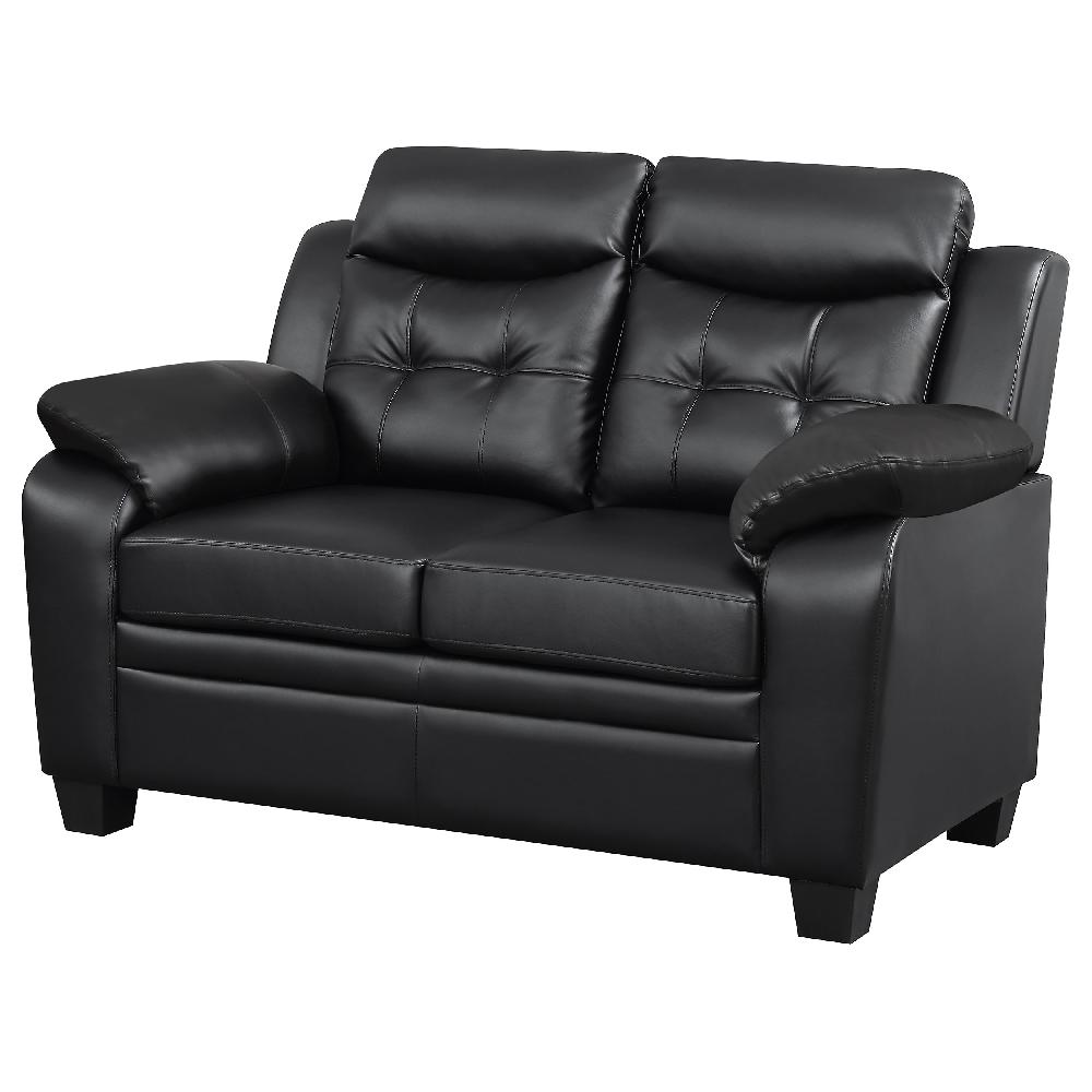 Coaster Finley Upholstered Padded Arm Tufted Loveseat Black