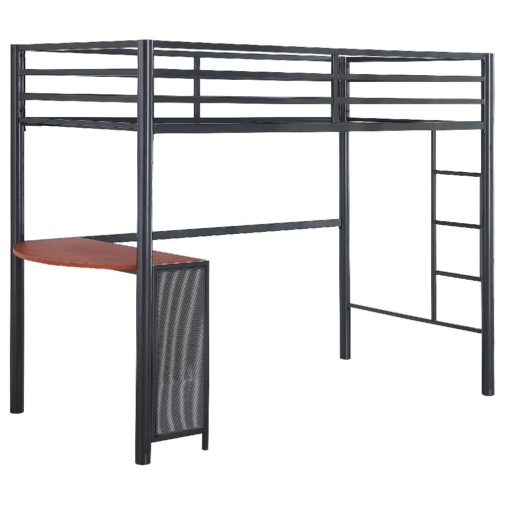 Coaster Fisher Twin Over Twin Workstation Loft Bed Set Gunmetal