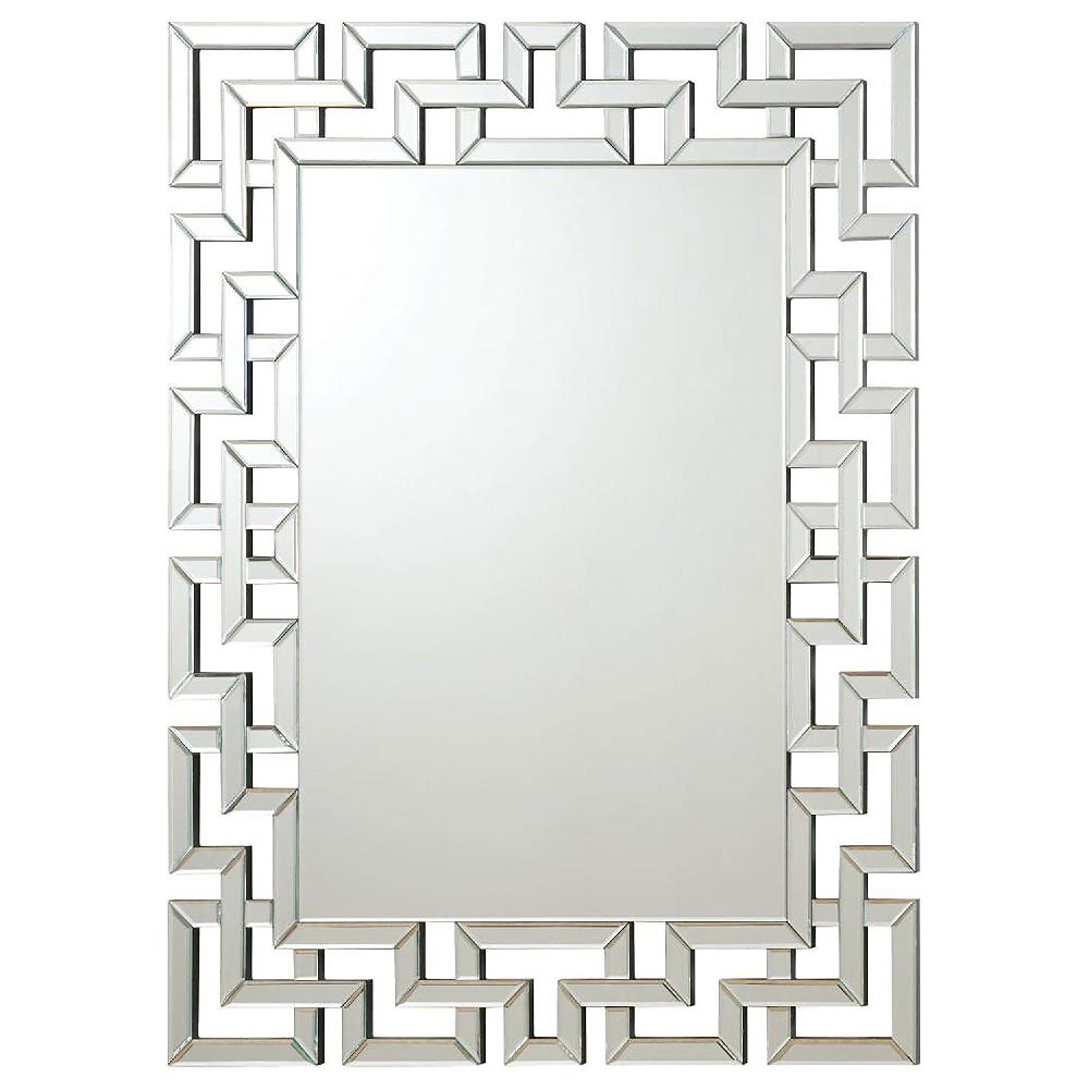 coaster Forman 38 x 48 Inch Greek Motif Frameless Wall Mirror Silver