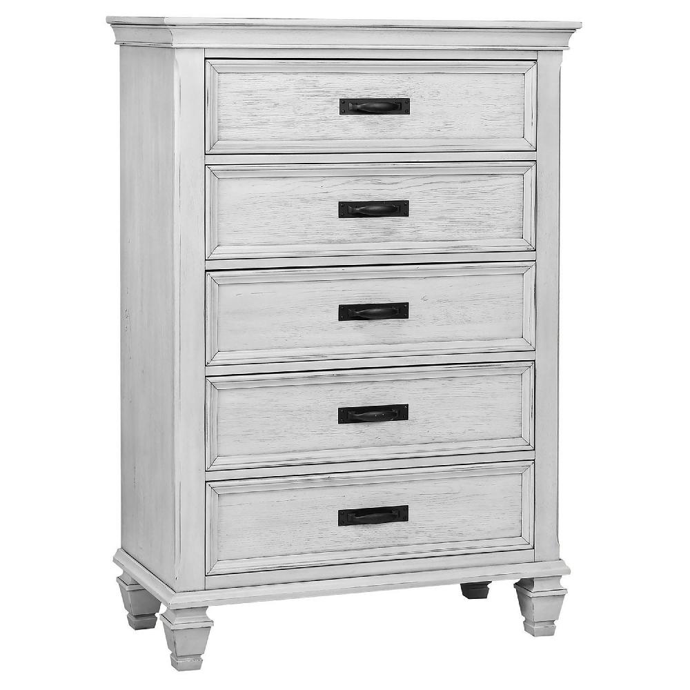 coaster Franco 5-drawer Bedroom Chest Distressed White