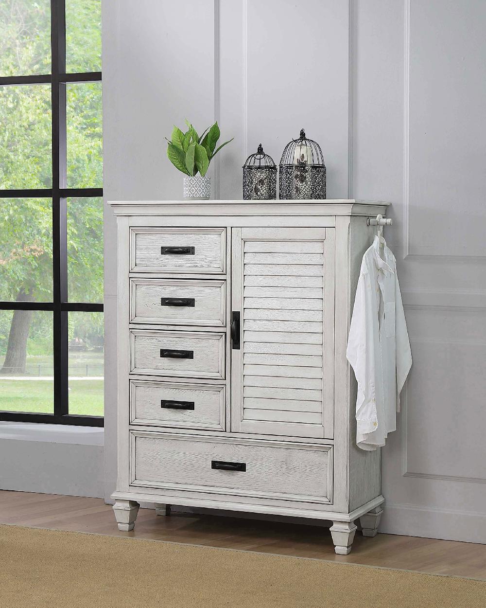 coaster Franco 5-drawer Door Chest Distressed White