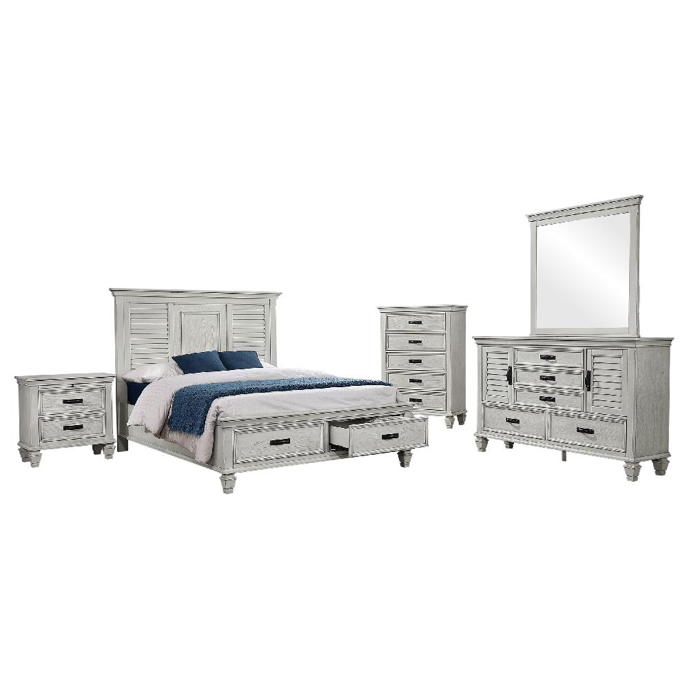 Coaster Franco 5-piece Queen Bedroom Set Distressed White