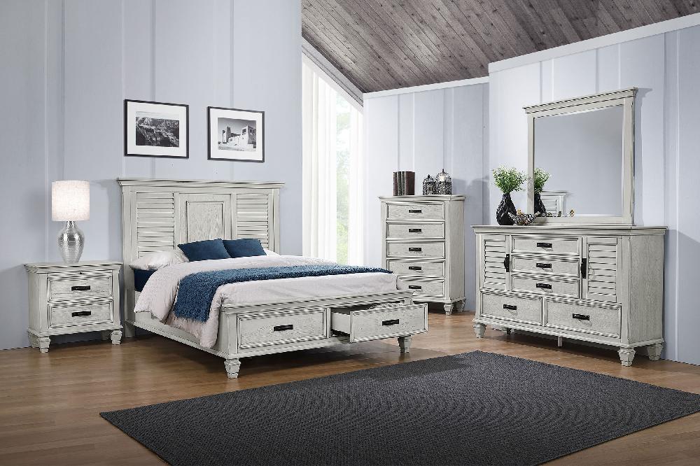 coaster Franco 5-piece Queen Bedroom Set Distressed White