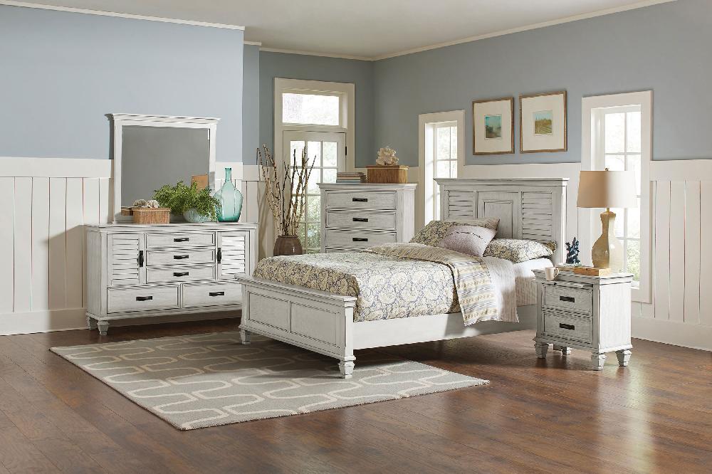coaster Franco 5-piece Queen Bedroom Set Distressed White
