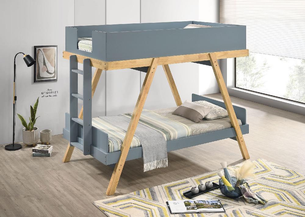 Coaster Frankie Wood Twin Over Twin Bunk Bed Blue And Natural