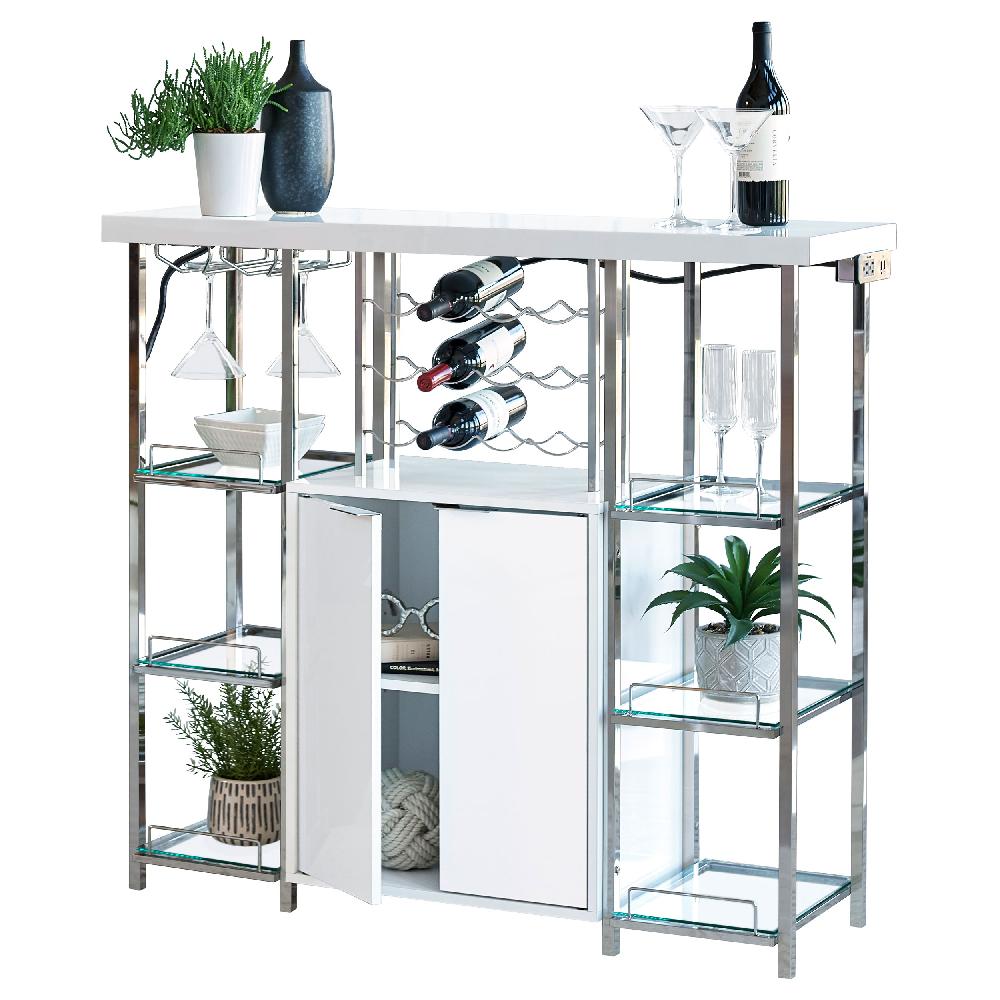coaster Gallimore 2-door Bar Cabinet Wine Storage White High Gloss