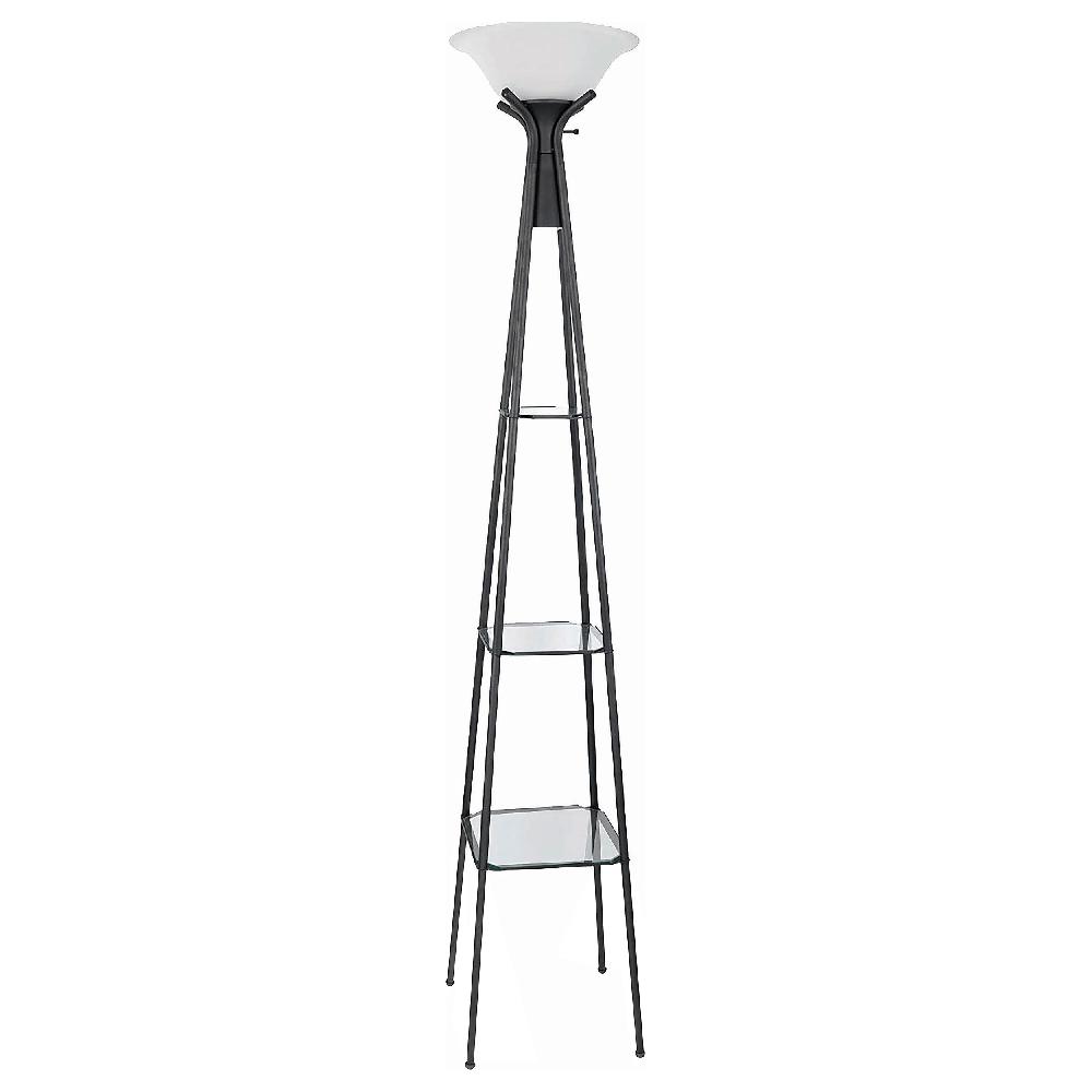 coaster Gianni 70-inch 3-shelf Frosted Torchiere Floor Lamp Black