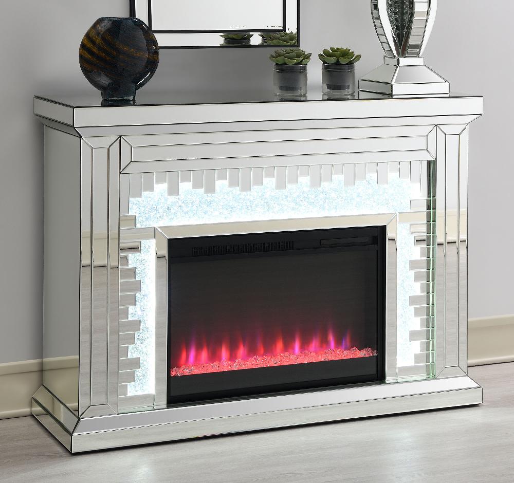 Coaster Gilmore Mirrored Freestanding Electric Fireplace Silver