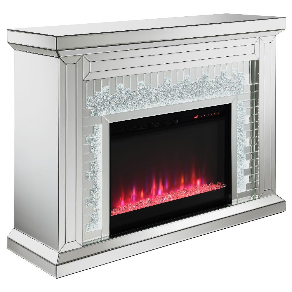 Coaster Gilmore Mirrored Freestanding Electric Fireplace Silver