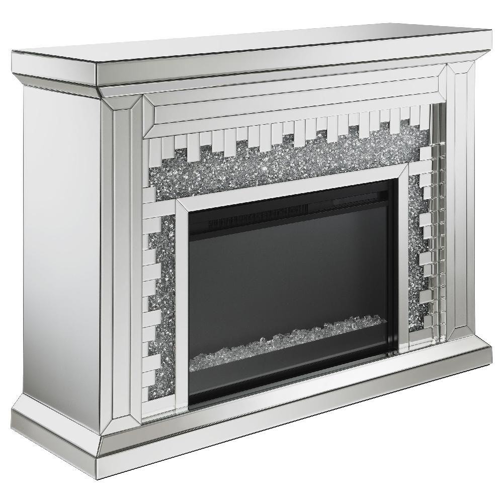 coaster Gilmore Mirrored Freestanding Electric Fireplace Silver