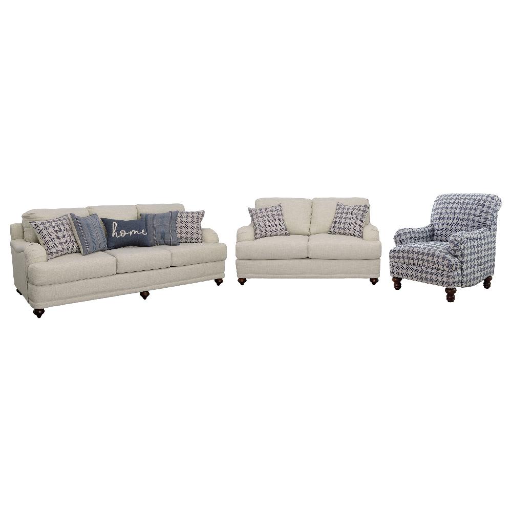 Coaster Glenn 3-piece Upholstered Sofa Set Light Grey And Blue