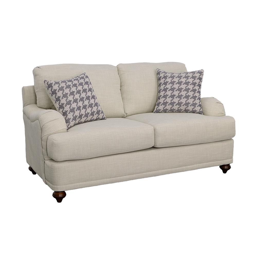 coaster Glenn Upholstered English Arm Loveseat Light Grey and Blue