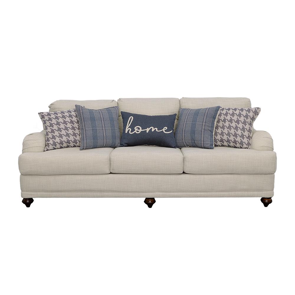 Coaster Glenn Upholstered English Arm Sofa Light Grey And Blue