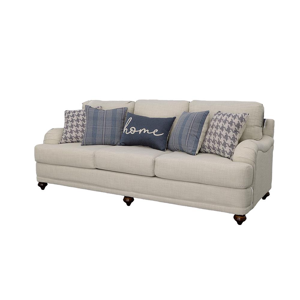 Coaster Glenn Upholstered English Arm Sofa Light Grey And Blue