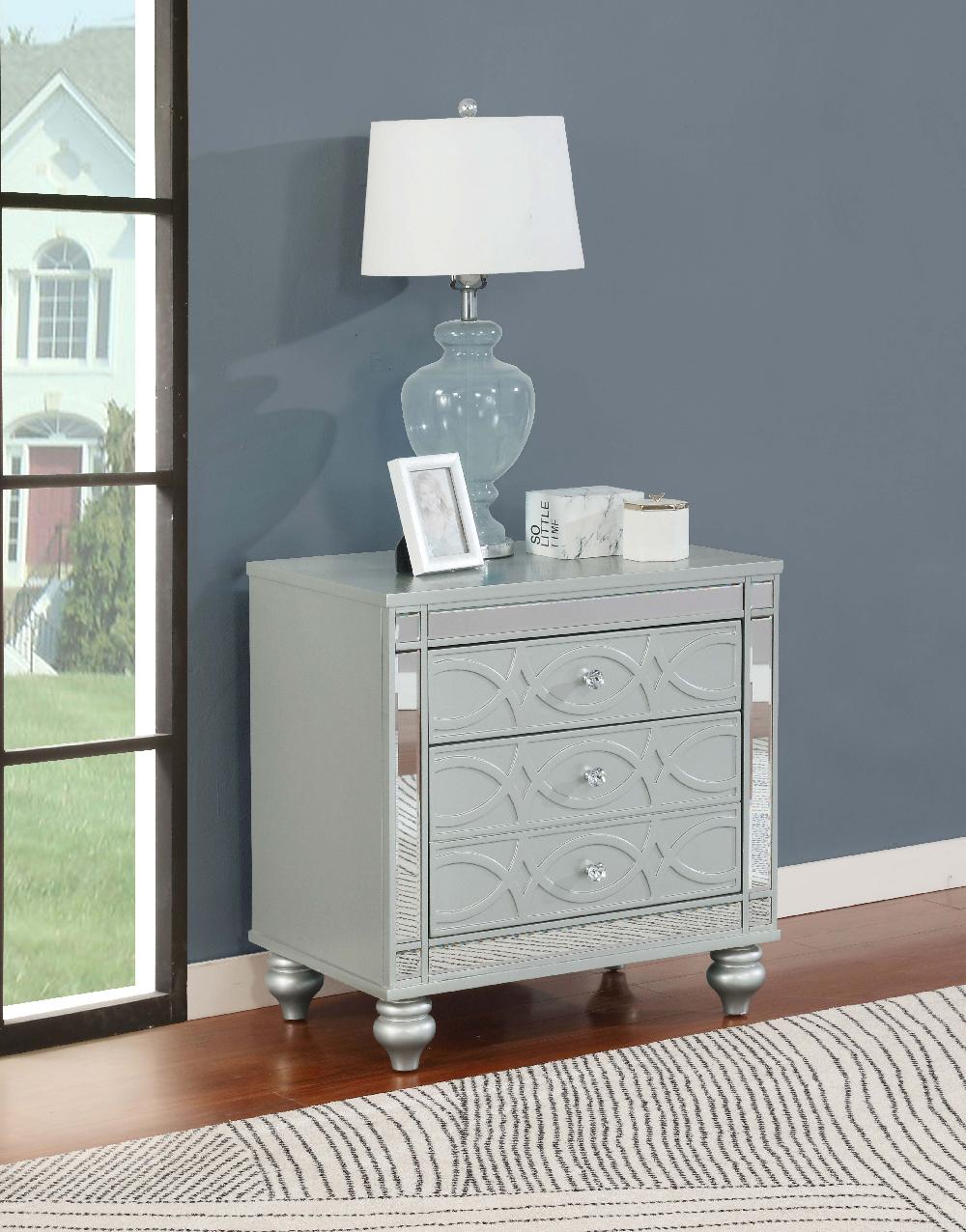 Coaster Gunnison 2-drawer Nightstand Silver Metallic
