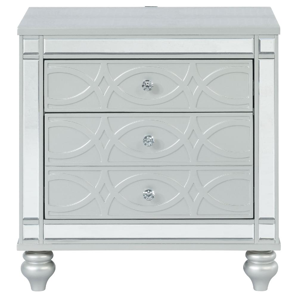 Coaster Gunnison 2-drawer Nightstand Silver Metallic