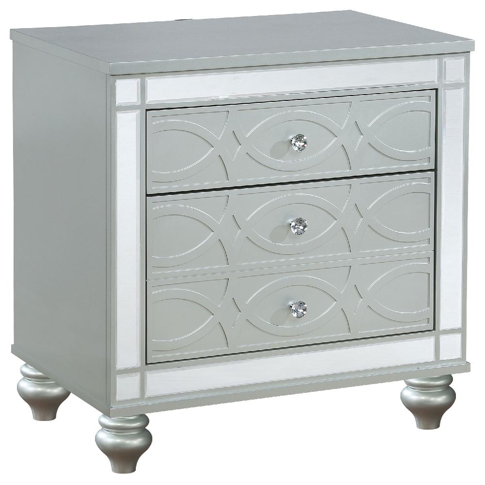 coaster Gunnison 2-drawer Nightstand Silver Metallic