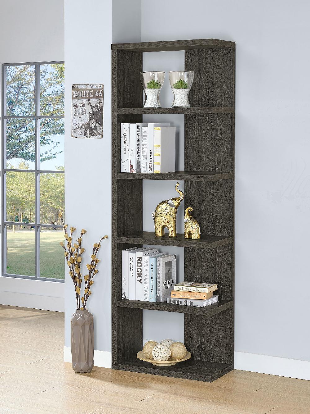 Coaster Harrison 71-inch 5-shelf Bookshelf Weathered Grey