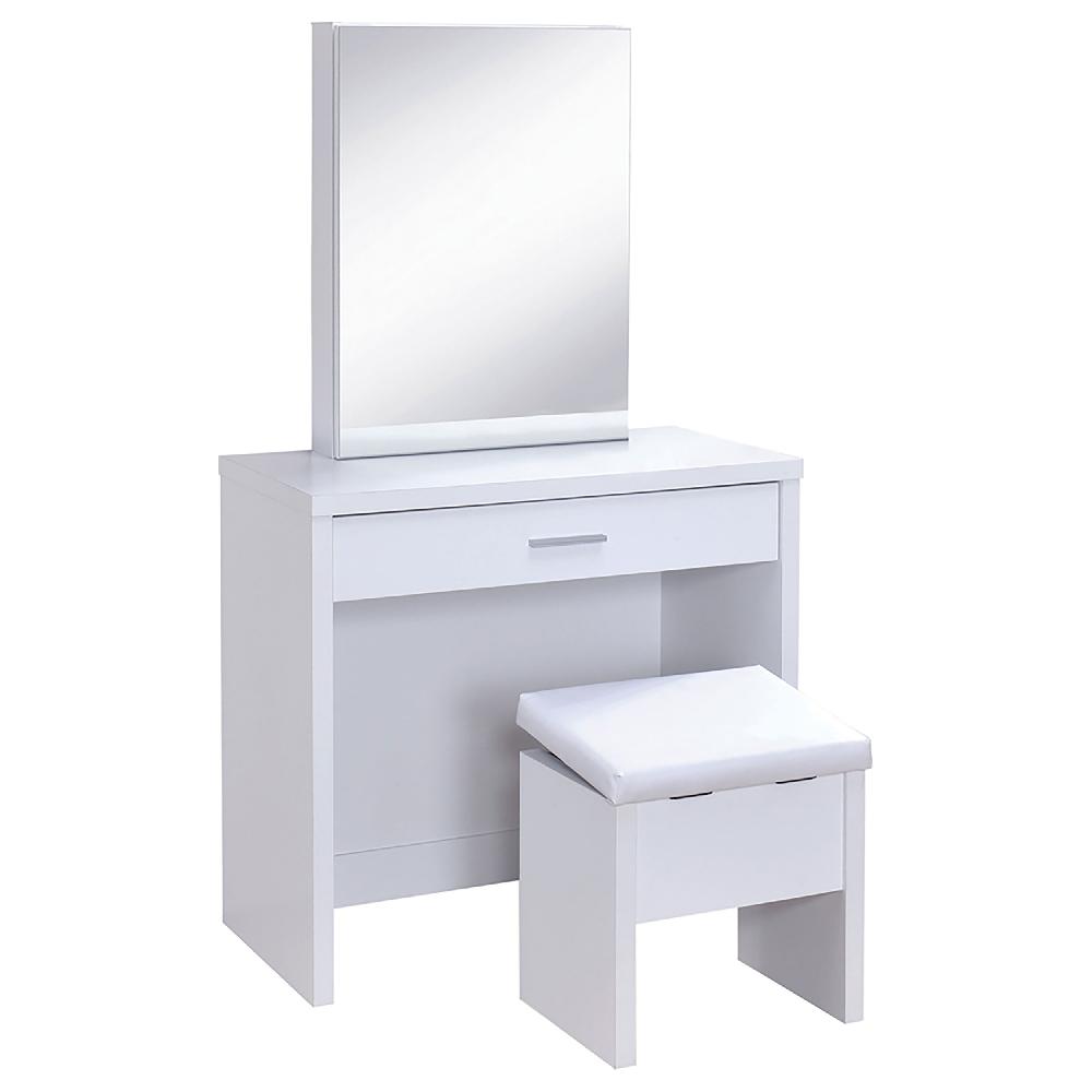 coaster Harvey Vanity Set with Lift-Top Stool White