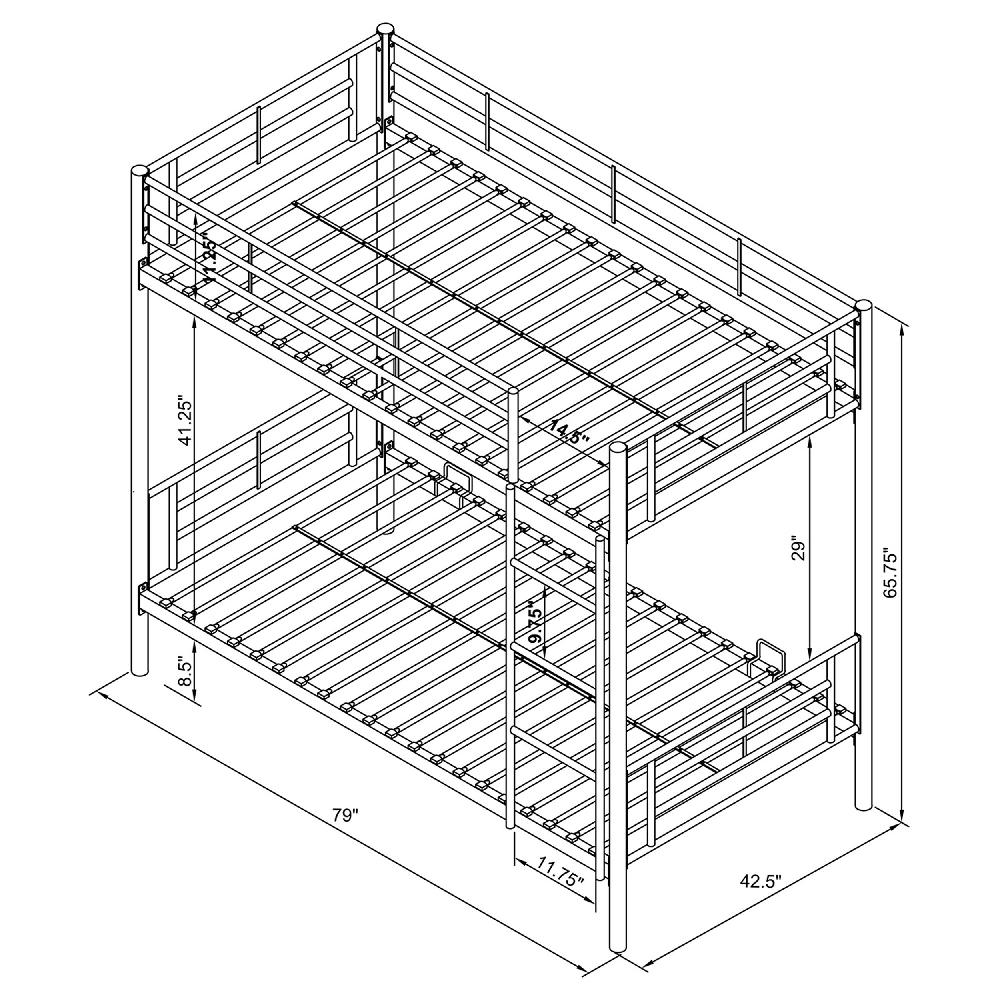 Coaster Hayward Metal Twin Over Twin Bunk Bed Black