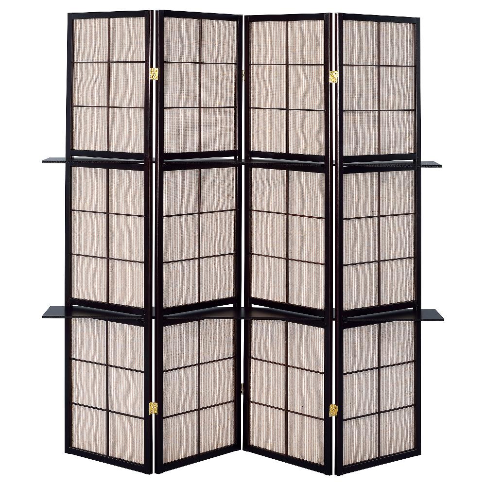 Coaster Iggy 4-Panel Room Divider Folding Shoji Screen Cappuccino