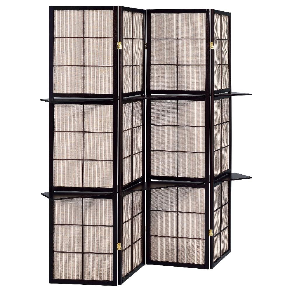 coaster Iggy 4-Panel Room Divider Folding Shoji Screen Cappuccino