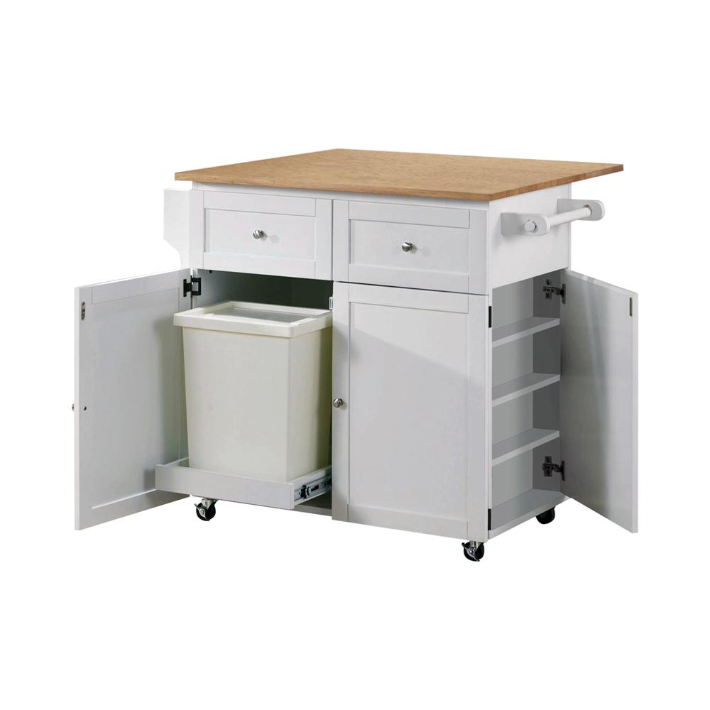 coaster Jalen 3-door Mobile Kitchen Cart Natural Brown and White