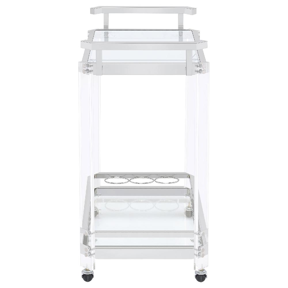 Coaster Jefferson 2-tier Glass Shelf Acrylic Bar Cart Chrome