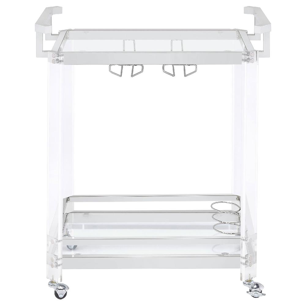 Coaster Jefferson 2-tier Glass Shelf Acrylic Bar Cart Chrome
