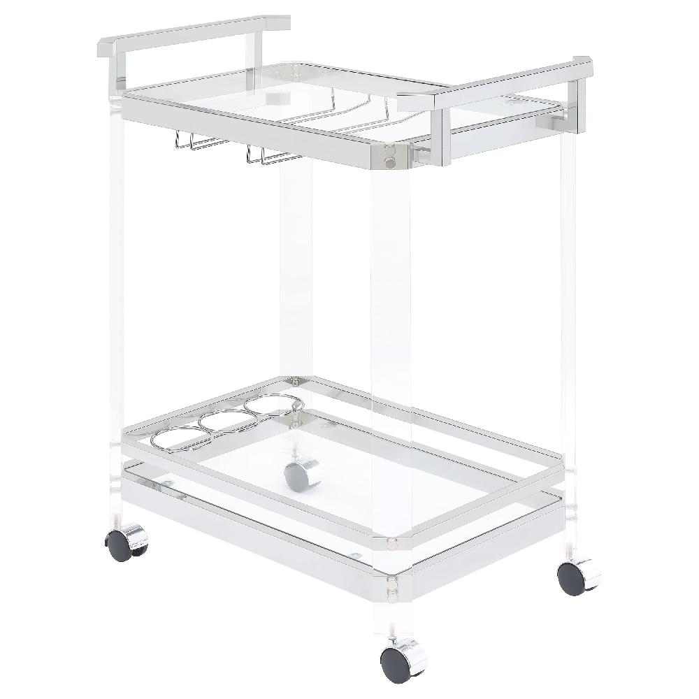 coaster Jefferson 2-tier Glass Shelf Acrylic Bar Cart Chrome