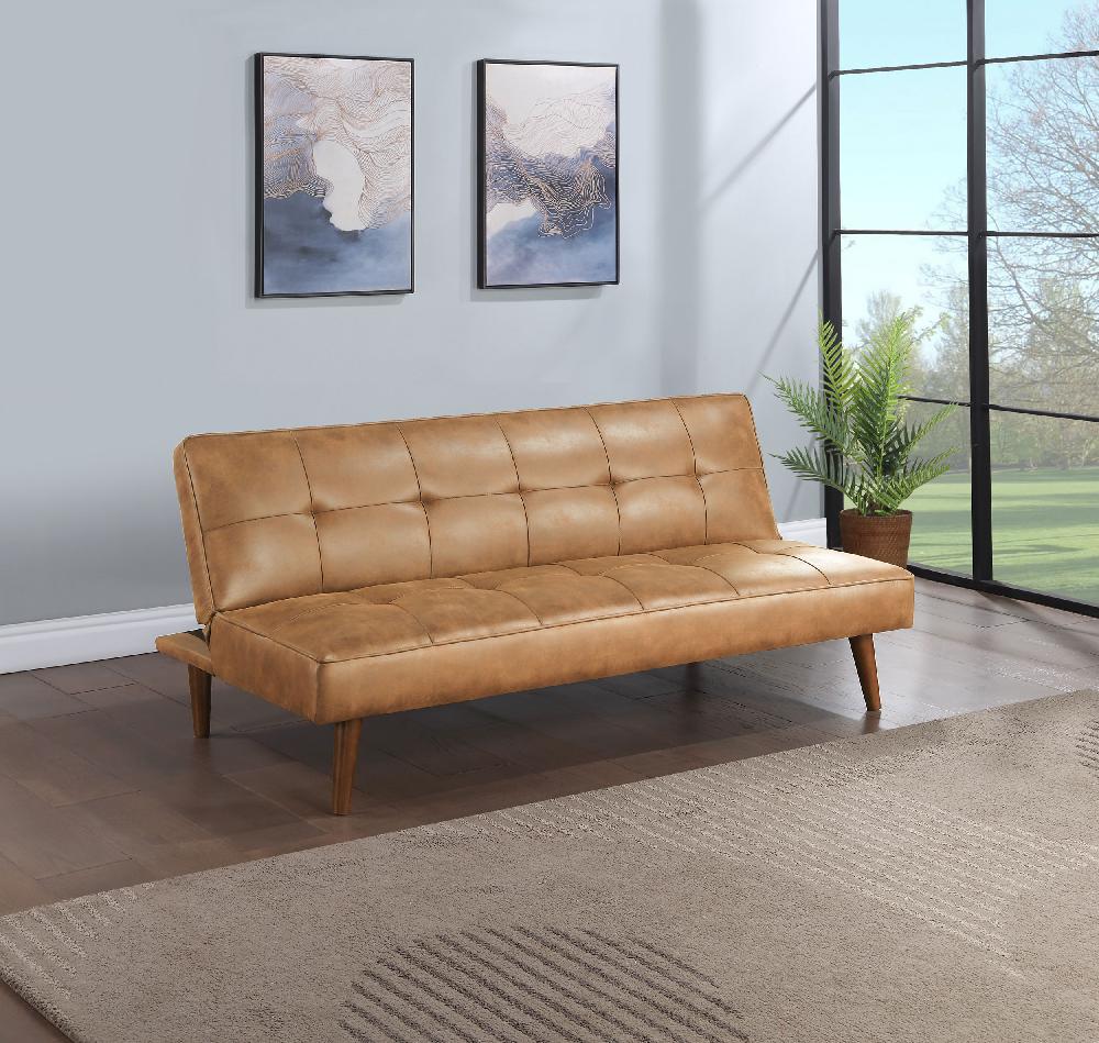 Coaster Jenson Upholstered Tufted Convertible Sofa Bed Saddle Brown
