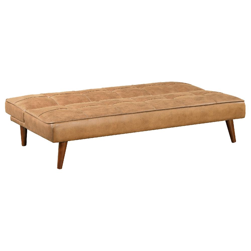 Coaster Jenson Upholstered Tufted Convertible Sofa Bed Saddle Brown