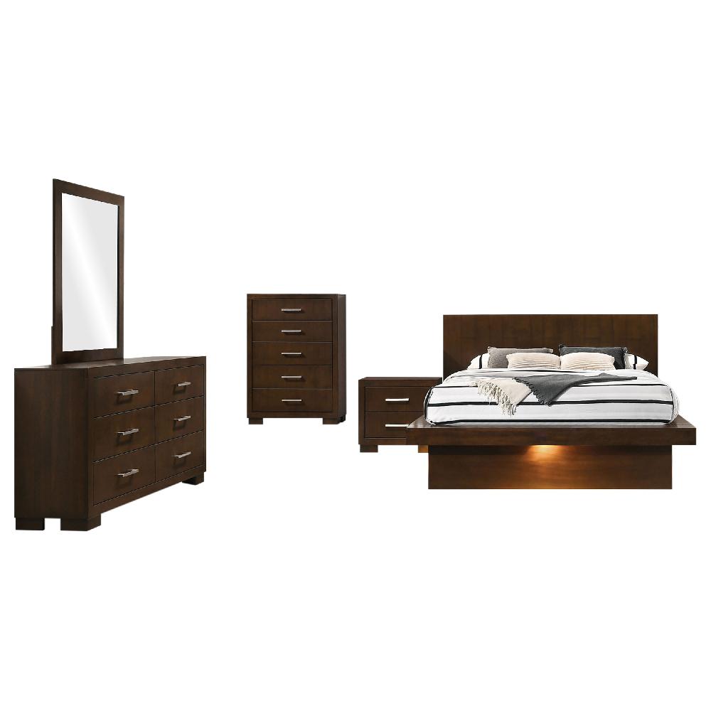 Coaster Jessica 5-piece Queen LED Bedroom Set Cappuccino