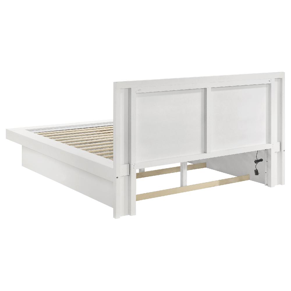 Coaster Jessica Wood Queen LED Panel Bed Snow White
