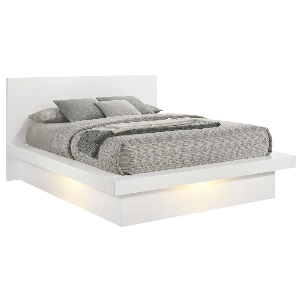 coaster Jessica Wood Queen LED Panel Bed Snow White