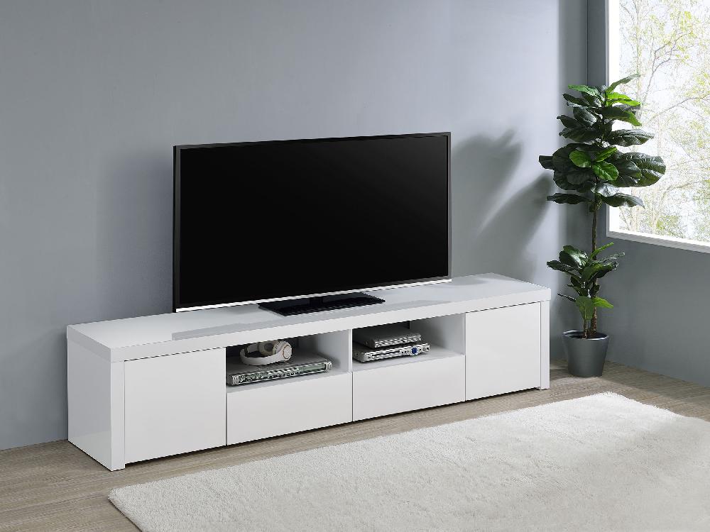 Coaster Jude 2-door Engineered Wood 79-inch TV Stand High Gloss White