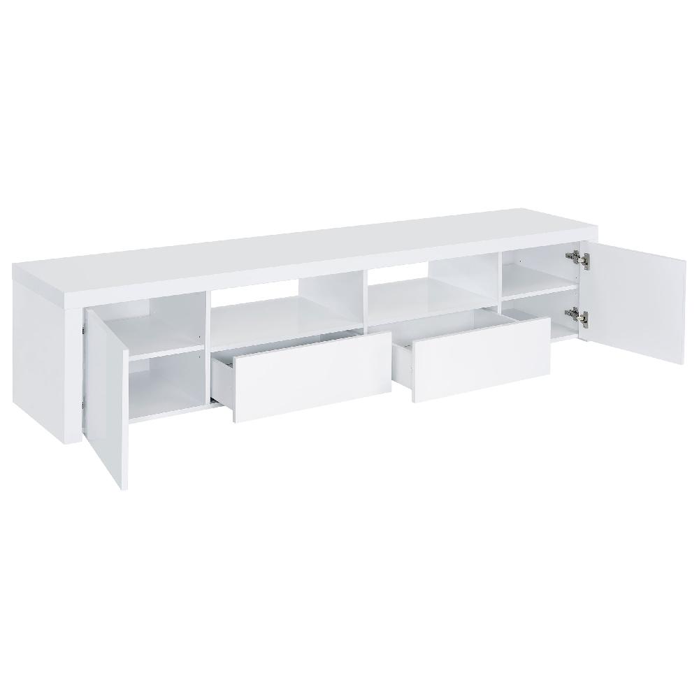 Coaster Jude 2-door Engineered Wood 79-inch TV Stand High Gloss White