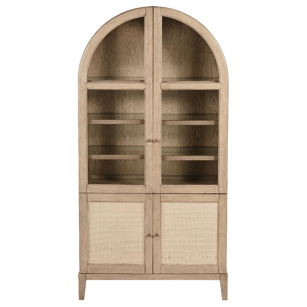 Coaster Kailani 4-Door Cane Dining Vitrine Display Cabinet Beige Oak